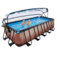 EXIT Wood zwembad 540x250x122cm met overkapping en zandfilter- en warmtepomp - bruin