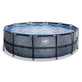 EXIT Piscine en pierre Ã¸450x122cm avec pompe de filtration - gris