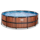 EXIT Wood zwembad Ã¸450x122cm met filterpomp - bruin
