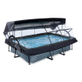 Piscine couverte EXIT Stone 300x200x65cm avec voile d'ombrage et pompe filtrante - grise