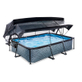 Piscine couverte EXIT Stone 300x200x65cm avec voile d'ombrage et pompe filtrante - grise