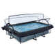 Piscine couverte EXIT Stone 300x200x65cm avec voile d'ombrage et pompe filtrante - grise