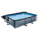 Piscine couverte EXIT Stone 300x200x65cm avec voile d'ombrage et pompe filtrante - grise