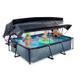 Piscine couverte EXIT Stone 300x200x65cm avec voile d'ombrage et pompe filtrante - grise