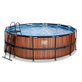 EXIT Wood zwembad Ã¸427x122cm met filterpomp - bruin
