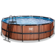 EXIT Piscine en bois Ã¸488x122cm avec pompe de filtration - marron