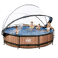 EXIT Wood zwembad Ã¸360x76cm met overkapping en filterpomp - bruin