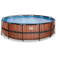 EXIT Wood zwembad Ã¸488x122cm met zandfilterpomp - bruin