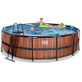 EXIT Wood zwembad Ã¸488x122cm met zandfilterpomp - bruin