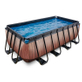 EXIT Wood zwembad 400x200x122cm met filterpomp - bruin