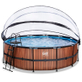 EXIT Wood zwembad Ã¸450x122cm met overkapping en zandfilterpomp - bruin