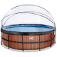 EXIT Wood zwembad Ã¸488x122cm met overkapping en zandfilter- en warmtepomp - bruin