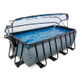 EXIT Stone zwembad 400x200x122cm met overkapping en zandfilter- en warmtepomp - grijs