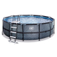 EXIT Piscine en pierre Ã¸450x122cm avec pompe de filtration - gris