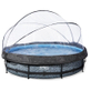 EXIT Stone zwembad Ã¸360x76cm met overkapping en filterpomp - grijs
