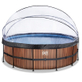 EXIT Wood zwembad Ã¸450x122cm met overkapping en zandfilter- en warmtepomp - bruin            