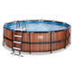 EXIT Wood zwembad Ã¸450x122cm met filterpomp - bruin