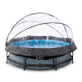 EXIT Stone zwembad Ã¸300x76cm met overkapping en filterpomp - grijs