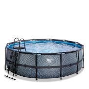 EXIT Stone Swimming Pool ø427x122cm With zandfilterpomp - Grey
