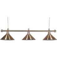 Biljartlamp pool met drie kappen Brushed Copper