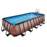 EXIT Wood Swimming Pool 540x250x122cm With Filter Pump - Brown
