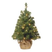 NTC Artificial Christmas Tree Noble Table Tree Burlap red bow 35 LED Ba