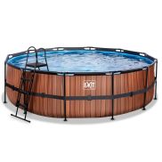 EXIT Wood Swimming Pool Ã¸488x122cm With Filter Pump - Brown