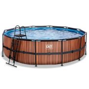 EXIT Wood Swimming Pool Ã¸488x122cm With zandfilterpomp - Brown