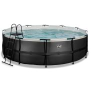EXIT Noir Piscine en cuir ø488x122cm avec pompe filtre à sable - noir