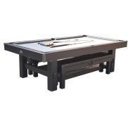Top Table Dinner Pooltafel Black Wood Met Banken 7FT