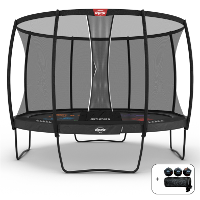 BERG Champion Regular Trampoline 430 Grijs Levels + Safety Net Deluxe XL