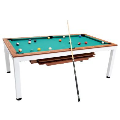 NORTH Essence Pooltafel/Eettafel Wit/Walnut 7FT