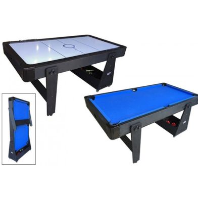 TopTable Twist 2in1 Max Airhockey/Pooltafel Zwart/Wit 6FT