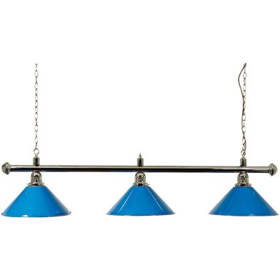 Biljartlamp pool met drie blauwe kappen