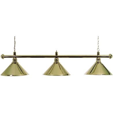 Biljartlamp pool met drie kappen Messing