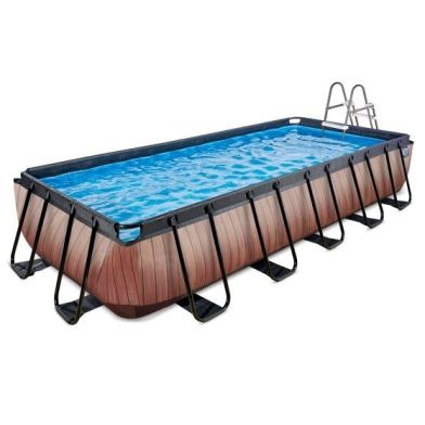 EXIT Piscine en bois 540x250x100cm avec pompe à sable - marron