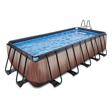 EXIT Piscine en bois 540x250x122cm avec pompe à sable - marron