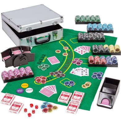 NORTH Poker Set Aluminium Pokerkoffer 600 Chips en Kaartmixer