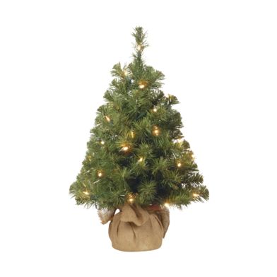 NTC Artificial Christmas Tree Noble Table Tree Burlap red bow 35 LED Ba