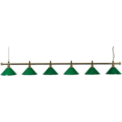 Snookerlamp met 6 kappen, messing/groen