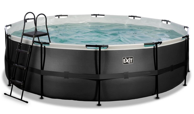 EXIT Black Leather pool ø488x122cm with filter pump - black