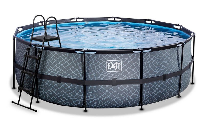 EXIT Stone piscine ø427x122cm avec pompe de filtration - gris