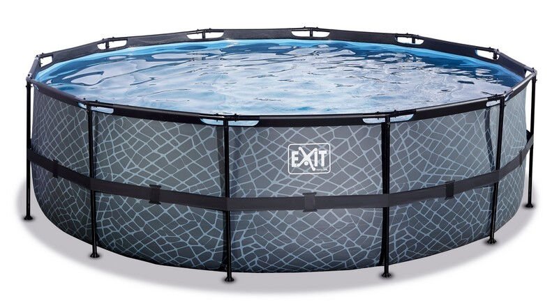 EXIT Stone piscine ø450x122cm avec pompe de filtration - gris