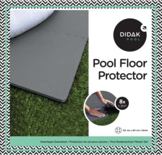 Didak Pool Dalles de sol - 50x50x0,8 cm - Gris foncé - 8 pièces