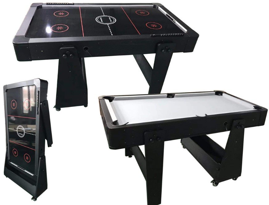 TopTable Twist 2in1 table de air-hockey/billard Noir/Noir 5FT