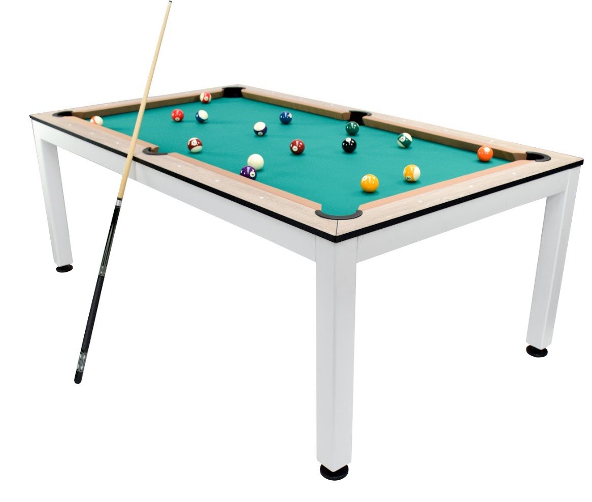 NORTH Essence Table de billard/Table à manger Blanc/Chêne 7FT