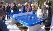 Heblad Table de tennis de table en béton bleu à coins arrondis miniature