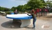 Heblad Table de tennis de table ronde en béton bleu miniature