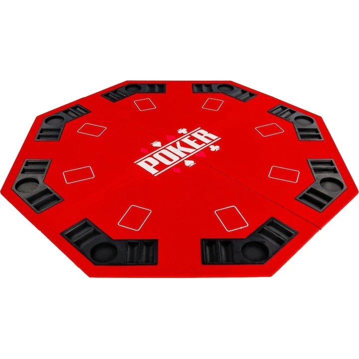 NORTH Table de poker octogonale 122cm, rouge