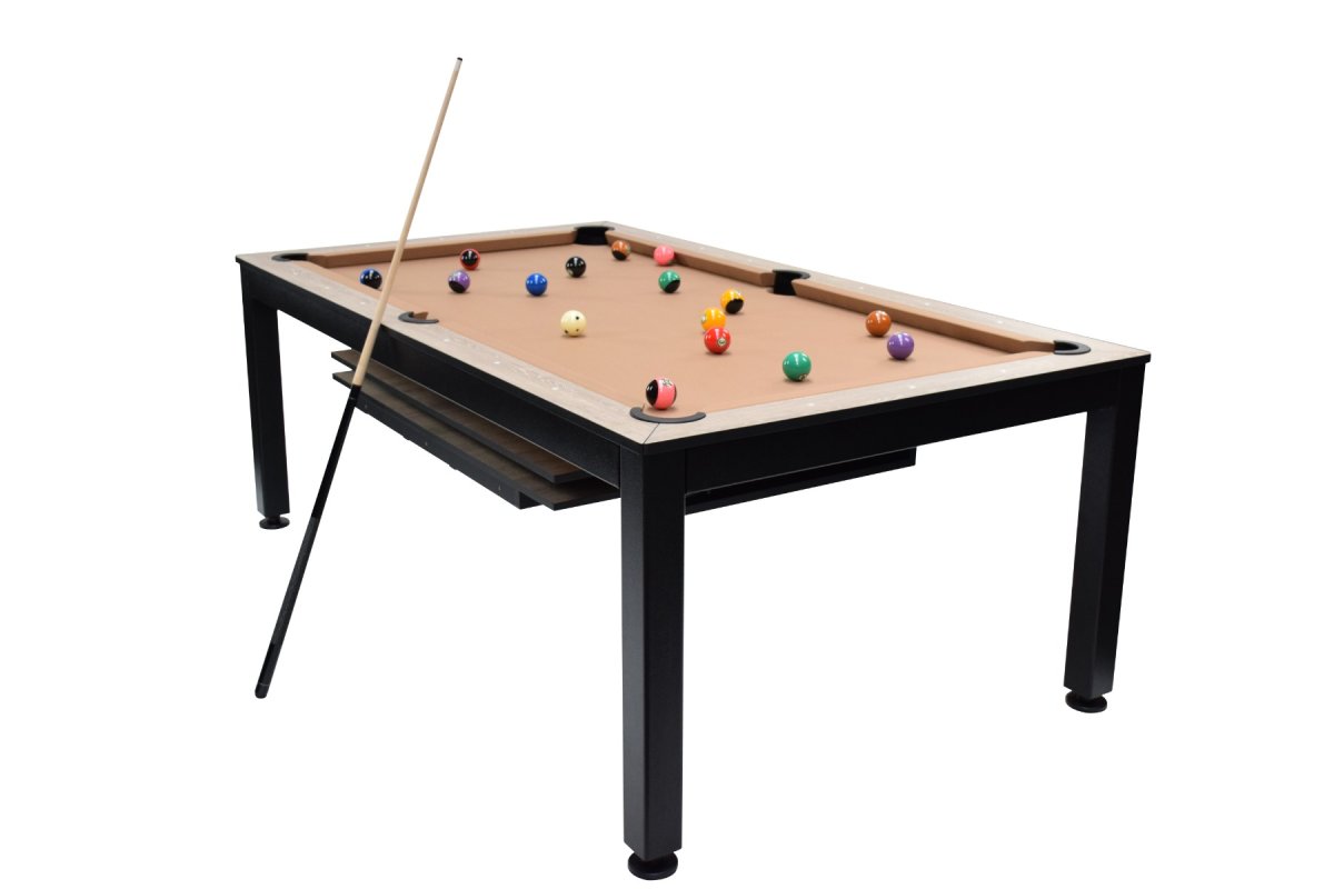 NORTH Essence Table de billard/Table à manger Noir/Chêne 7FT